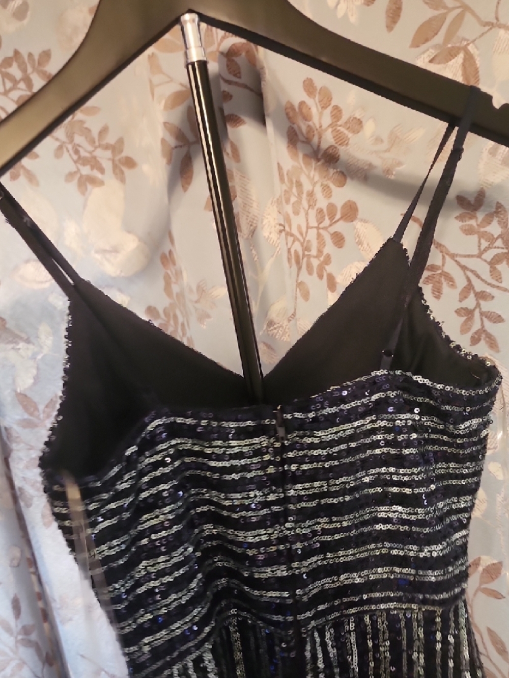 Trixxi Black Dress with Silver Sequin Stripes - Picture 4 of 4